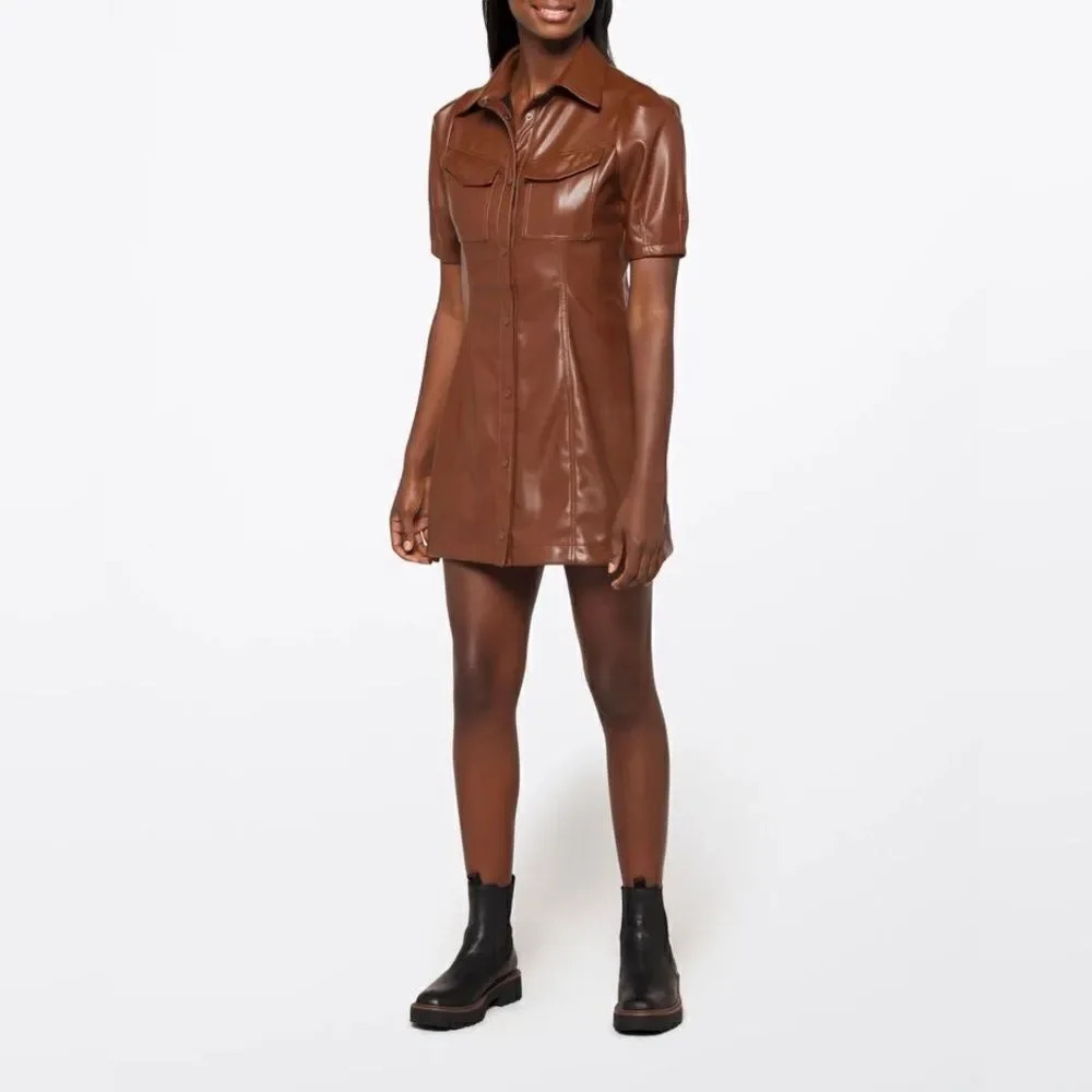 Noisy May Pushy PU Brown dress